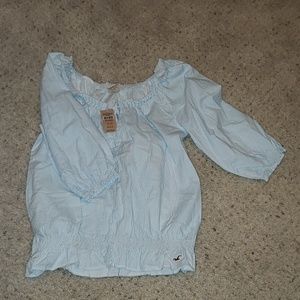 Hollister Light Blue Stripes Top M